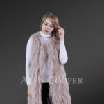 Women mid-length real warm and true stylish raccoon fur winter outerwear White