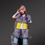 Women super long and stylish fluffy real fox fur incredible warm colorful winter vest new views