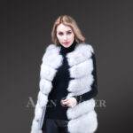 Women trendy 6 rows real fox fur paragraph winter vest in white hue new