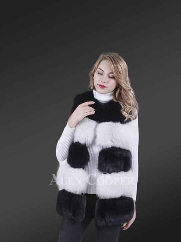 Women’s high-Grade luxury Sleeveless Winter 2 color Fox Vest new view