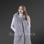 Womens mid-length real warm and true stylish raccoon fur winter outerwear Grey