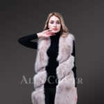 Womens stylish real fox fur mid-length winter vest with twisted front new