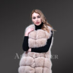 Womens trendy sleeveless real fox fur soft winter vest new
