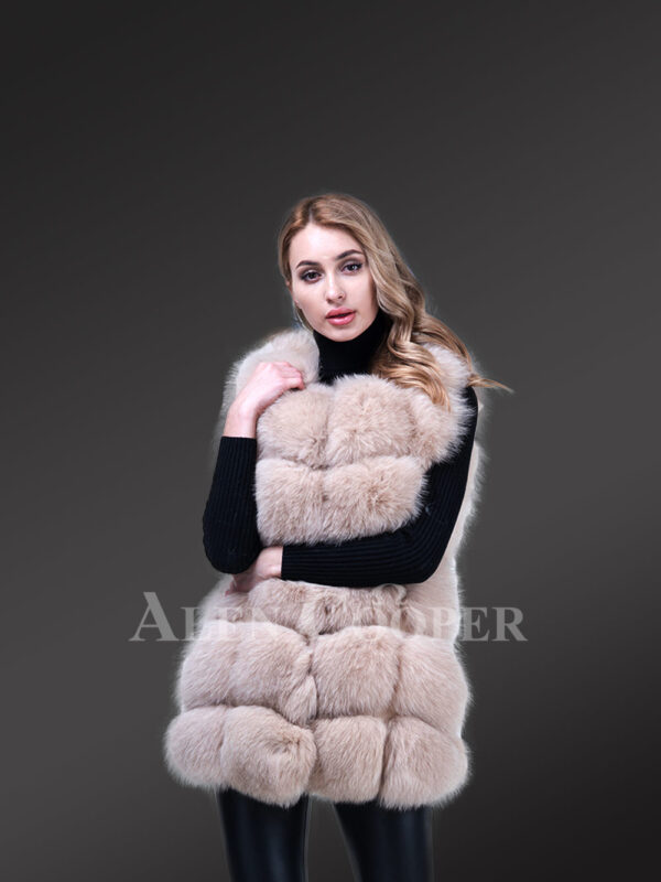 Womens trendy sleeveless real fox fur soft winter vest new