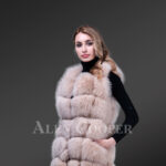 Women’ trendy sleeveless real fox fur soft winter vest new