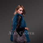 Women’s classy multi-color real fox fur true warm sleeveless winter vest new Sideview