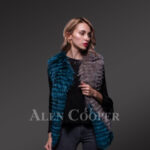Women’s classy multi-color real fox fur true warm sleeveless winter vest new view