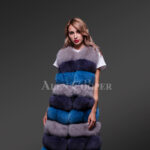 Women’s colorful real fox fur real warm long paragraph winter vest new blue views