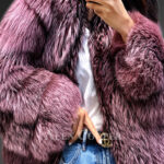 Women’s full sleeve poncho styled real arctic fox fur winter coat new