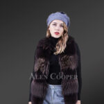 Women’s mid-length bi-color soft and warm real fox fur winter vest new view