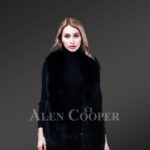 Women’s mid-length genuine fox fur winter vest in coal black new