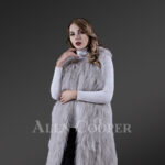 Women’s mid-length real warm and true stylish raccoon fur winter outerwear Grey