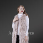 Women’s mid-length real warm and true stylish raccoon fur winter outerwear White
