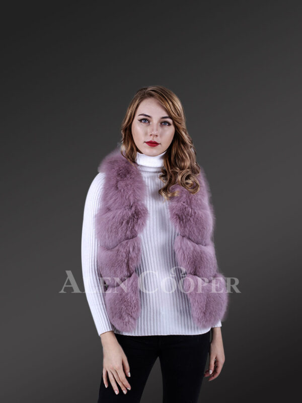 Women’s short paragraph fur vest with supreme warmth and comfort New sideview