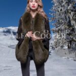 Women’s super stylish & unique real fox fur winter vest in rich olive