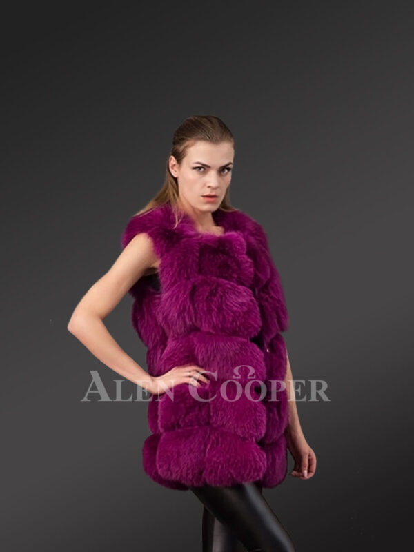 Women’s super warm and stylish real fox fur paragraph winter coat new