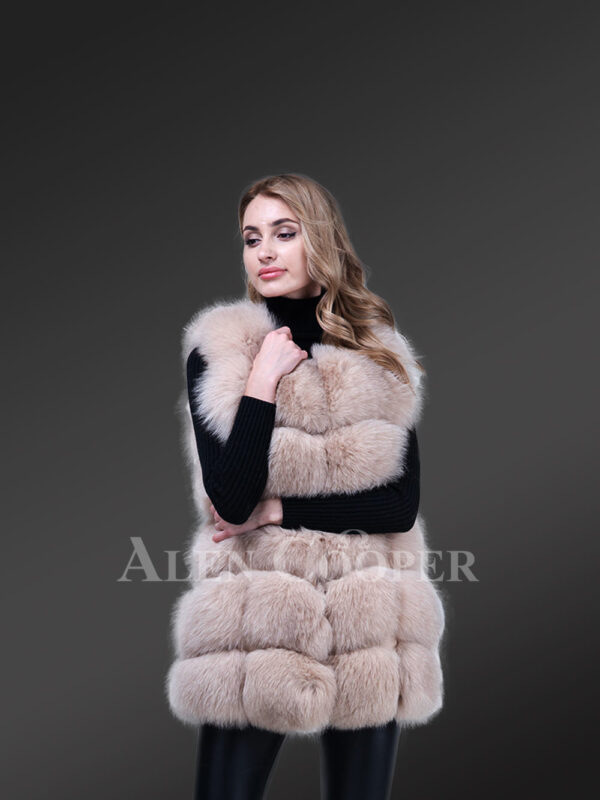 Women’s trendy sleeveless real fox fur soft winter vest new