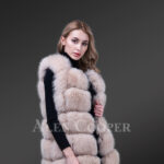 Women’s trendy sleeveless real fox fur soft winter vest new side view