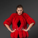 Beautiful vibrant red real fox fur super warm and stylish winter outerwear for women new