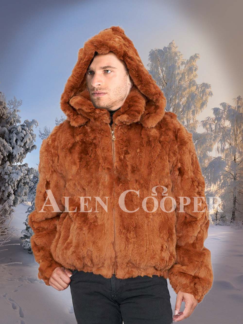 men's rabbit fur hoodie