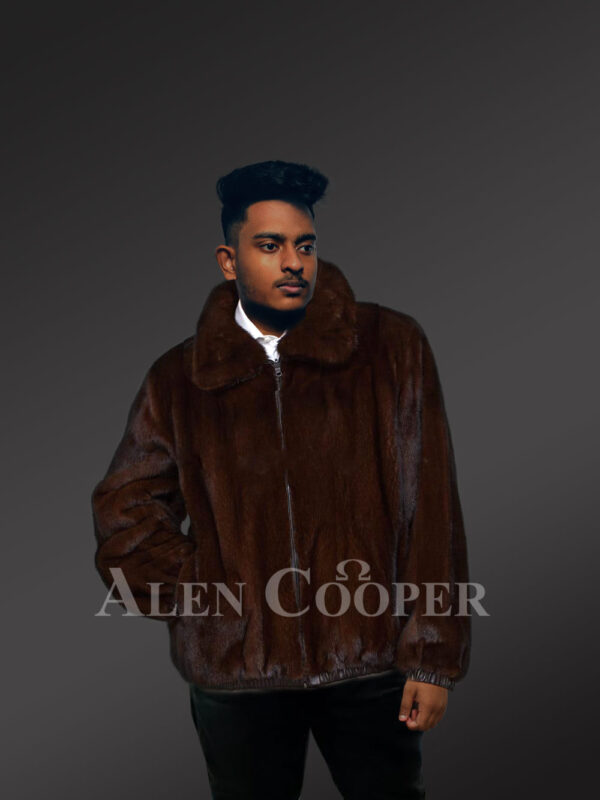 Men S Mahogany Brown Reversible Real Full Skin Mink Fur Straight Warm Winter Coat Skin Mink Fur Straight Warm Winter Coat, Mens Leather Mink Coat
