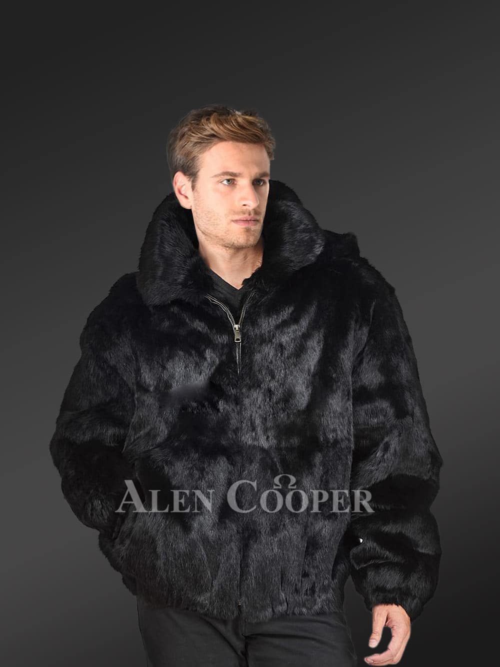 rabbit fur hooded jacket