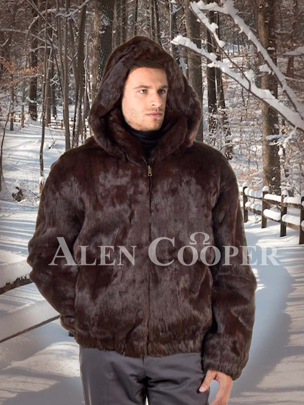 men's rabbit fur hoodie