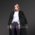 Super stylish long real fox fur black winter coat for women new view