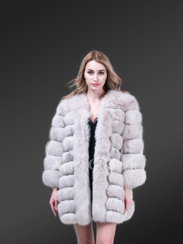 Women super stylish real fox fur paragraph winter coat with supreme warmth new
