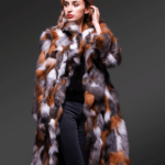 Women’s iconic multi-color real fox fur long winter coat New model