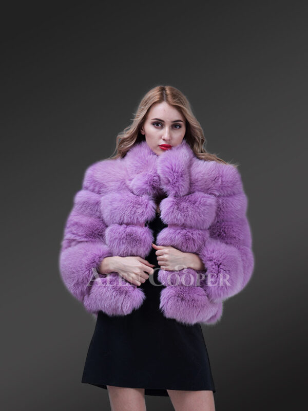 Womens light violet super soft super warm real fox fur winter coat new