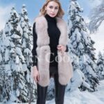 Womens super soft and warm genuine fox fur winter vest with waist belt