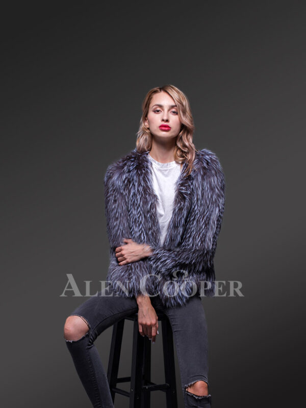 Women’s Real Silver Fox Fur Casual Short Winter Coat With Supreme Warmth new views