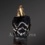 Women’s colorful real fox fur super stylish and warm short winter coat new back side view