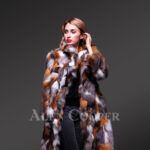 Women’s iconic multi-color real fox fur long winter coat New