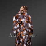 Women’s iconic multi-color real fox fur long winter coat New back view