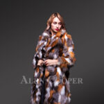 Women’s iconic multi-color real fox fur long winter coat New view