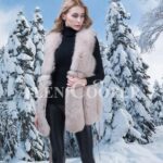 Women’s super soft and warm genuine fox fur winter vest with waist belt sideview