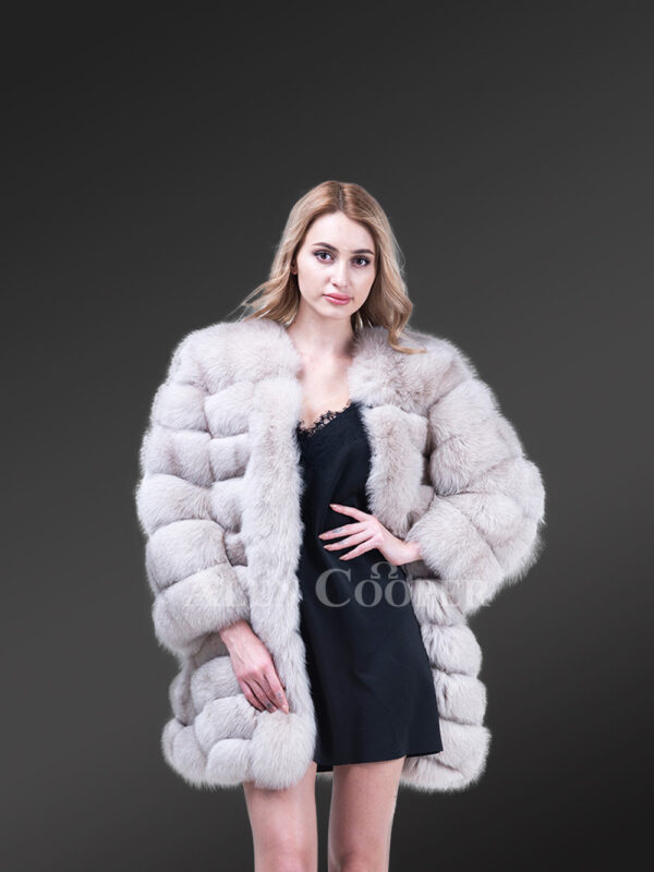 Women’s super stylish real fox fur paragraph winter coat with supreme warmth new