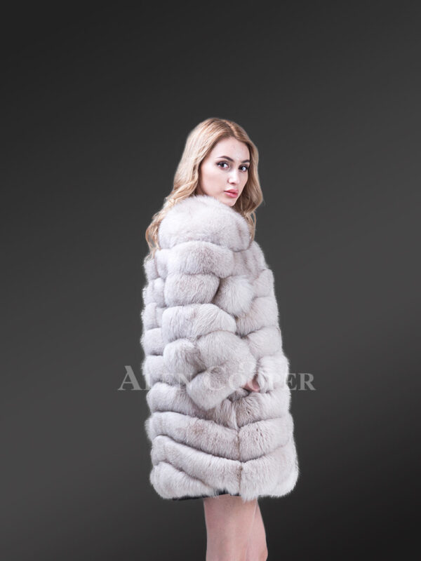 Women’s super stylish real fox fur paragraph winter coat with supreme warmth new side view