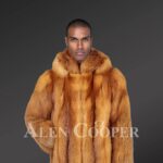 Men’s mid-length dream-soft real fox fur coat with superior warmth new