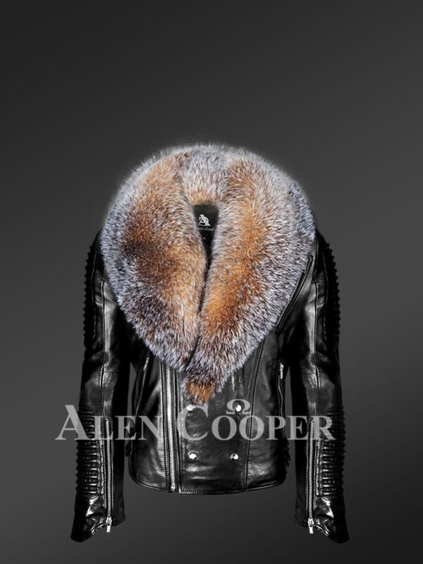 New All-occasion Detachable Scandinavian crystal fox fur Biker Jackets for men view