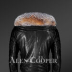 New All-occasion Detachable Scandinavian crystal fox fur Biker Jackets for views back side view