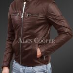 New Men’s comfortable real leather jacket in Coffee view