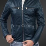 New Men’s comfortable real leather jacket in Navy