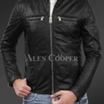 New Men’s comfortable real leather jacket in black