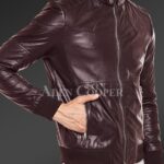 New Quilted slim fit real leather jacket for men in Coffee