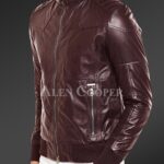 New Quilted slim fit real leather jacket for men in Coffee side view
