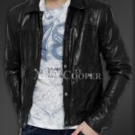 New Real leather winter jacket with traditional snap pockets for men