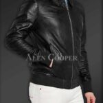 New Side view Super glossy pure leather jacket for men side view